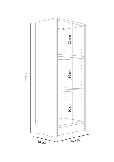 Bili Kitaplık 3 Raflı Çok Amaçlı Ofis Salon Çalışma Odası Kütüphane Rafı Beyaz Beyaz