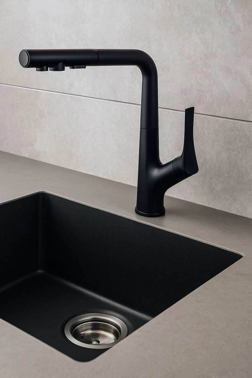 Fleko Miranda Siyah Arıtmalı Eviye Bataryası Siyah