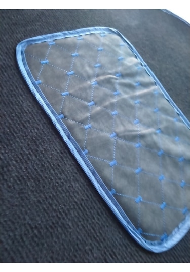 Üniversal Her Araca Uyumlu Mavi Kapitone Topuk Destekli Siyah Oto Halı Paspas