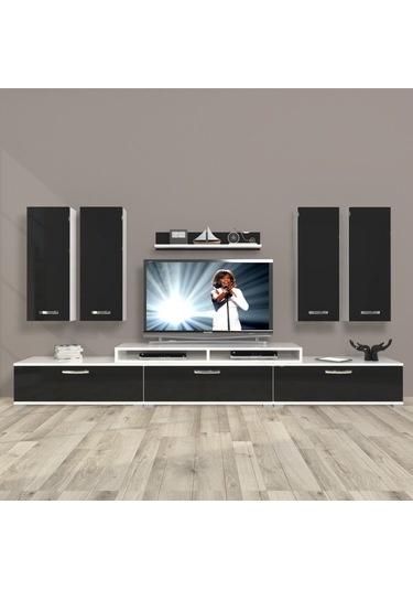 Decoraktiv Ekoflex 8d Slm Tv Ünitesi Tv Sehpası Beyaz - Siyah