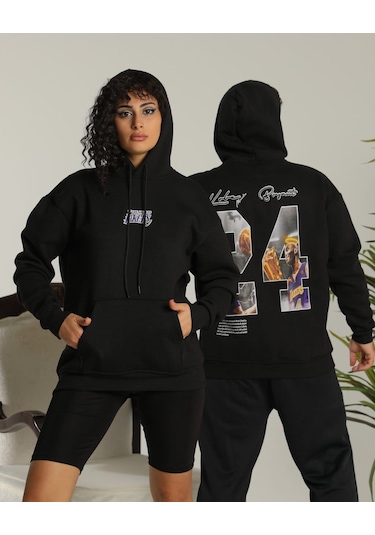 Sevgili Kombini Çift Unisex Oversize Baskılı Sweatshirt Siyah