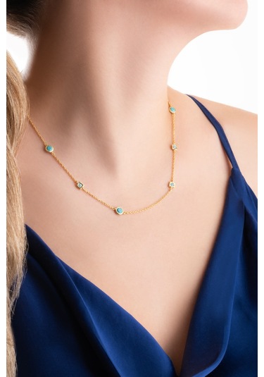 So Chic Nazar İkonlu 18 Ayar Sarı Altın Kaplama 50 Cm Gümüş Kolye Sarı