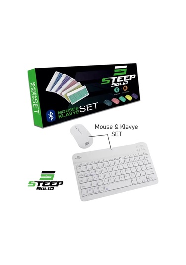 Steep Solid Magic Beyaz Şarjlı Bluetooth Klavye Mouse Set Optik