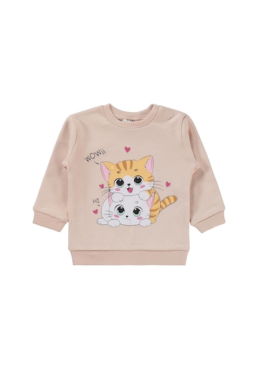 Civil Baby Kedi Baskılı Takım - Pudra