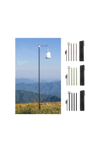 Dofolink Yeşil Çadır Feneri Direği - Alüminyum Ve Demir, 65.5-186 Cm Genişletilebilir, Feneri Güvenli Bir Şekilde Asma, Çevre Paketiyle