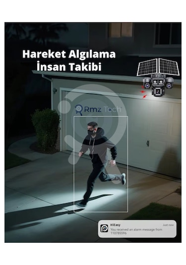 Rmztech Ztech Z7 Plus 4 Kameralı 8mp E-sim Çift Solar Panel 4g Aov Ptz Kamera Gece Renkli Görüş Hieasy