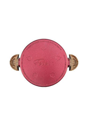 Febern Premium Bio Granit Alüminyum Döküm Nisch Tencere Seti Metalik Kırmızı-siyah Kulp