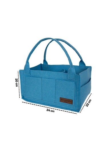 Yunusoğlu Home Keçe Anne Bebek Bakım Çantası Yenidoğan İçin Organizer Düzenleyici Mavi Mavi