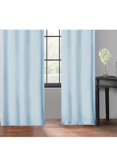 Taç Soft Açık Mavi Fon Perde Mavi