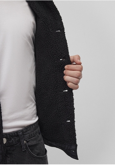 Mavi - Zander Classic Denim Antrasit Suni Kürklü Jean Ceket 0111214-89117 Siyah