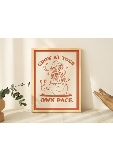 Retro Salyangoz Poster, Olumlu Alıntı Sanatı, Mantar Sanat Eseri, Sınıf Posteri