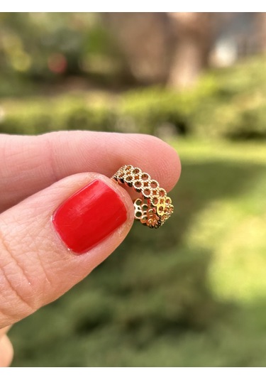 Çelik Kararmaz Kadın Sıkıştırmalı Gold Hasır Kıkırdak Küpe