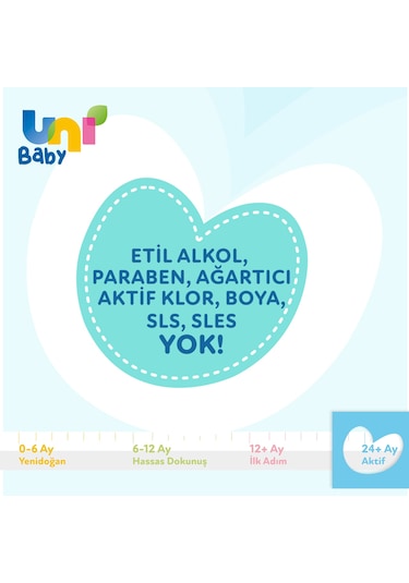 Uni Baby Aktif Sıvı Deterjan 1500 ML 3'lü + Uni Baby Yumuşatıcı 1500 ML 3'lü