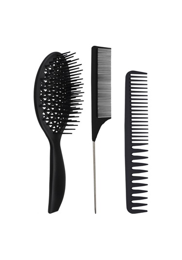 Suofeng Düğüm Çözücü Saç Fırçası & Tarak Seti - Tüm Saç Tipleri İçin 3 Lü Paket Uzun, Kalın, İnce, Kıvırcık, Doğal Saçlar