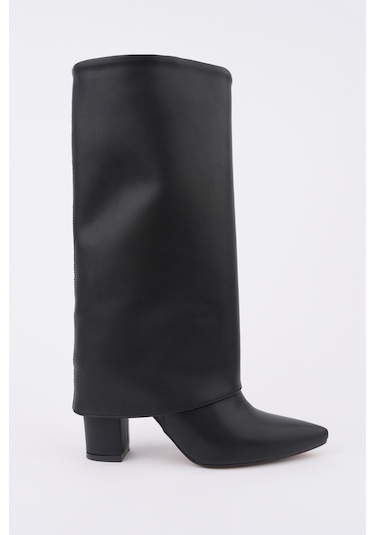 Muggo Rebeca Sivri Burun Kalın Topuklu Kadın Çizme - Siyah