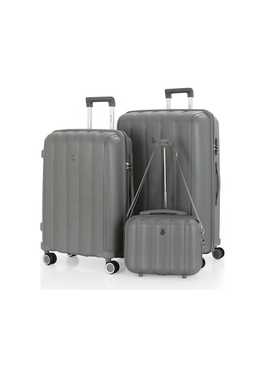 Mçs Polipropilen 3lü Valiz Seti Büyük & Orta & Makyaj V305 S21yy1000078-set 00006 Gri