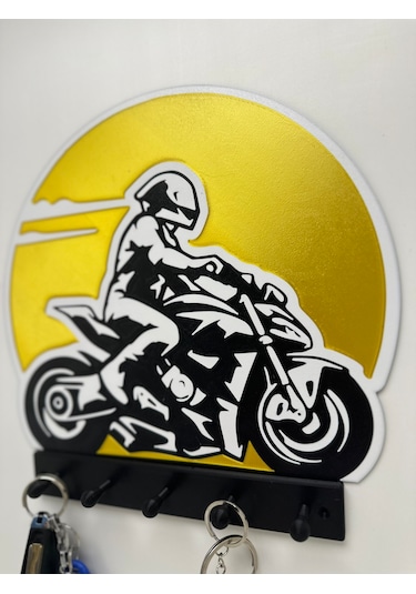 3d Dekoratif Motorcu Anahtar Askılığı V2 Sarı