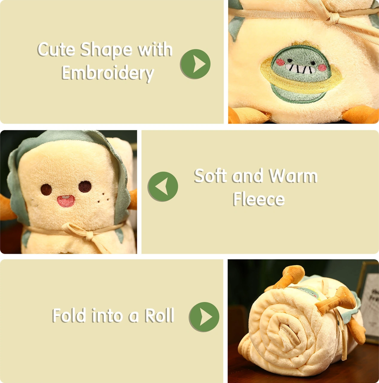 Qingmipy Yeşil Dinozor Desenli Yumuşak Fleece Battaniye - Ev Ofis Araba İçin Kucaklanabilir, Sıcak Tutan, Katlanabilir Koltuk Battaniyesi 115x170cm Yeşil