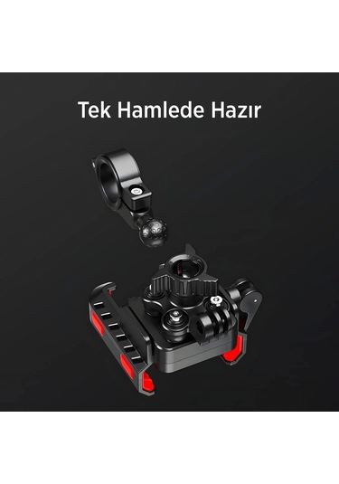Gidon Bağlantılı 360 Derece Ayarlanabilir 3.5 -7.2 Uyumlu Motosiklet Bisiklet Telefon Tutucu - 9001246083643ynt