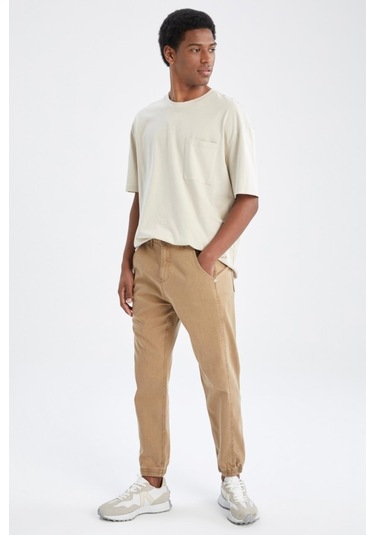 Normal Bel Boru Paça Jogger Jean Pantolon Kahverengi