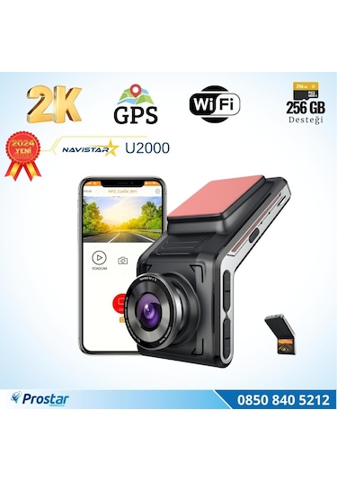 U2000 Wifi + Gps 1440p 170 Geniş Açı Gece Görüşlü Akıllı Araç İçi Kamera