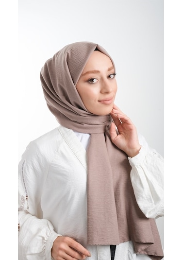 Hürrem Bone 202105_10 Pamuk Düz Klasik Caz Şal Vizon