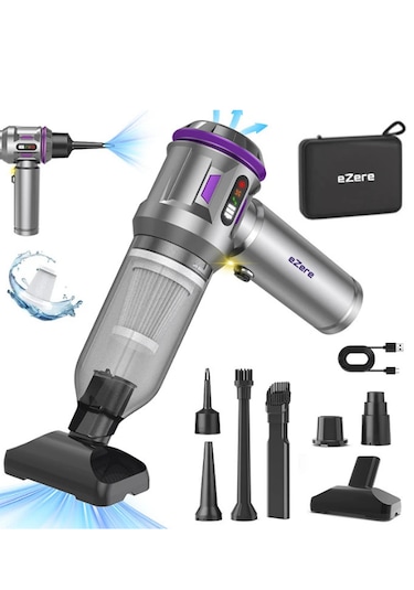 16000pa Güçlü Dijital Göstergeli Vakumlu Kablosuz Üflemeli Mini Araç Süpürgesi