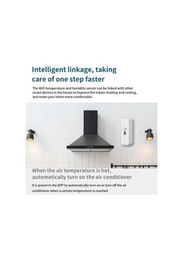 Dofolink Akıllı Wifi Sıcaklık Nem Ölçer - Düşük/yüksek Sıcaklık Uyarısı, C/ F Değiştirme, Mobil Uygulama Ve Alexa/google Assistant İle Uyumlu