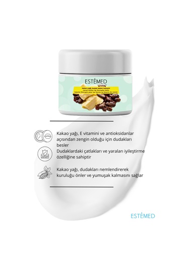 Estemed Kakao Yağlı Dudak Bakım Balsamı & Cacao Butter Lip Theraphy Balm 15ml
