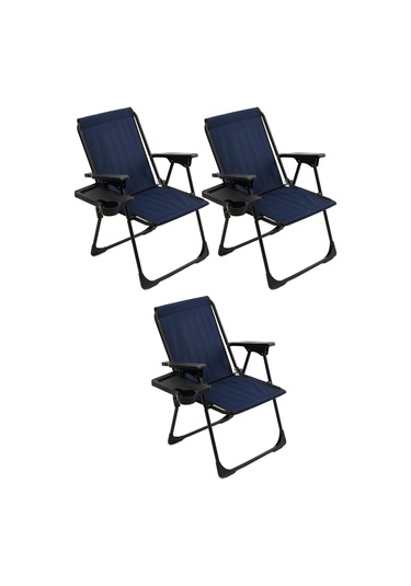 Natura 3 Adet Kamp Sandalyesi Bardaklıklı - Lacivert