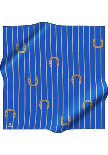 Vissona Tivil Gold-saks Mavisi İpek Eşarp 10502-11-32