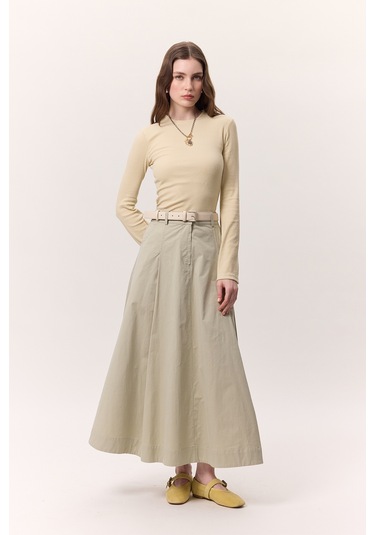 Cep Detaylı Geniş Etek Soft Yeşil Soft Yeşil