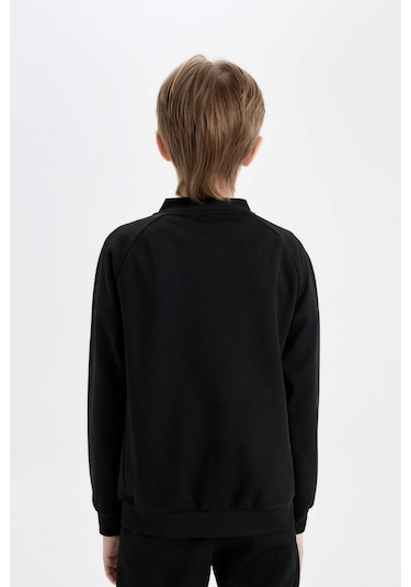 DeFacto Erkek Çocuk Kolej Yaka Fermuarlı Çift Cepli Mevsimlik Hafif Bomber Hırka D0993A824AUBK81