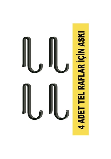 4 Adet Plastik Askı Metal Banyo Mutfak Rafları Için Siyah