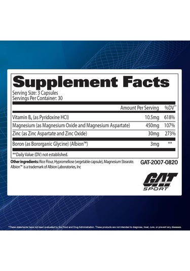 Gat Zmag-t Zma Magnezyum + Çinko + Boron 90 Vegetable Capsules