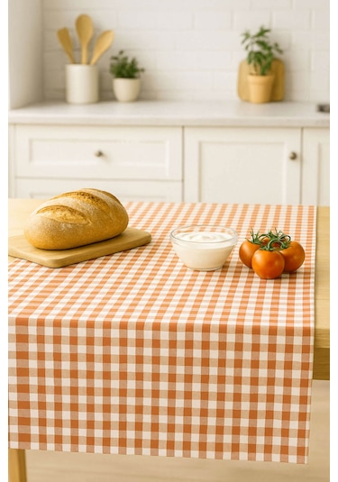 Zefira 170x170 Cm Balkon, Piknik, Mutfak Masa Örtüsü & Yer Sofra Bezi Turuncu