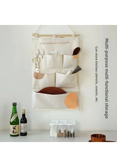 Konesam Duvar Montlu Çok Amaçlı Depolama Çantası, Pamuklu Kumaş, 12 Bölmeli Yeşil Noktalı, Dormitorio, Yatak Odası, Mutfak, Banyo İçin Diğer