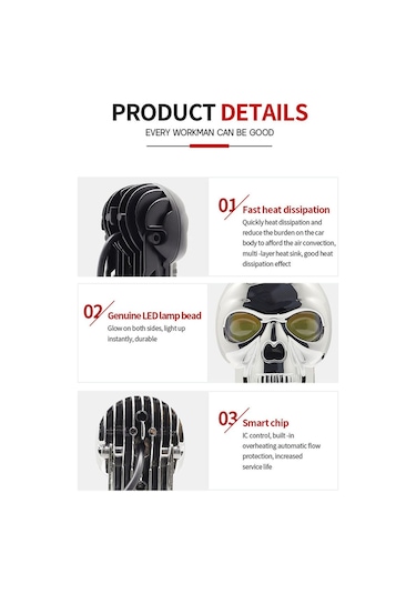 Kuru Kafa Şeklinde Motosiklet Led Spot Far Sürüş Sis Gidon Lambası 1 Adet Gümüş