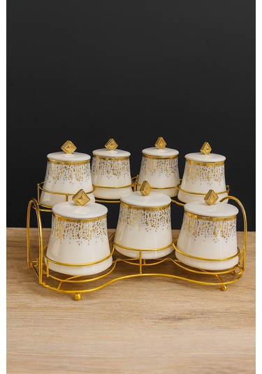 Mutfak Lüx 7 Li Gold Baharatlık Beyaz - Gold
