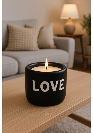 Dekoratif Kokulu Mum Love Siyah