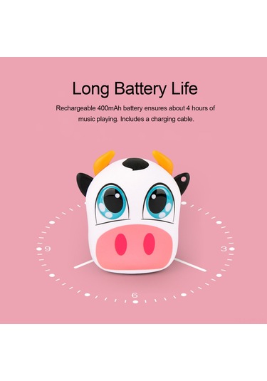 Vkemall A1 Mini Bluetooth Hoparlör, Tws İlişkilendirme, Fotoğraf Şeridi, 400mah Pil, Taşınabilir Müzik Hoparlörü İnek Desenli