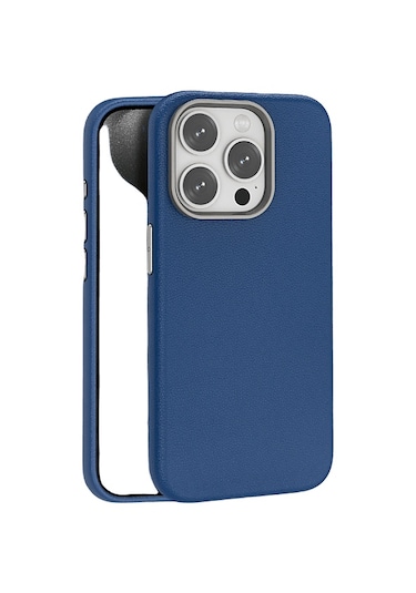 Pıılı Apple Uyumlu iPhone 15 Pro Leather Magsafe Telefon Kılıfı Lacivert Lacivert