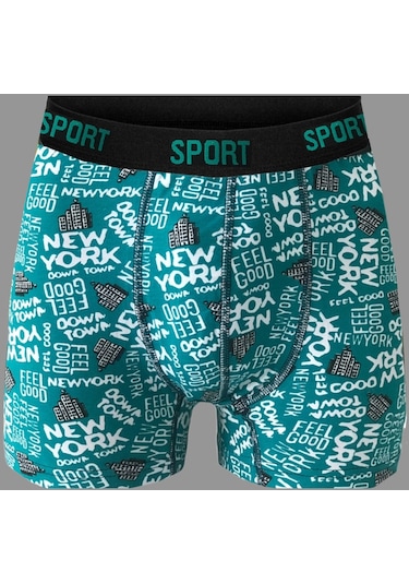 Erkek Desenli 6'Lı Premium Penye Kutu Pamuklu Likralı Boxer Çok Renkli