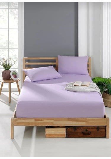 Totem Ranforce Pamuklu Lila Yastık Kılıflı Lastikli Çarşaf Takımı