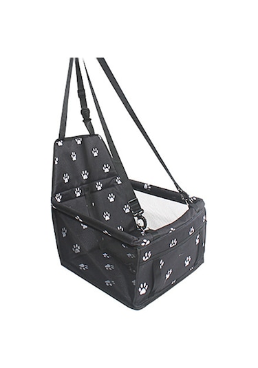 Geeroyoo Araç İçi Kullanım İçin Su Geçirmez Çıkarılabilir Kedi Ve Köpek Taşıma Yatağı - Siyah Ayak İzi Desenli