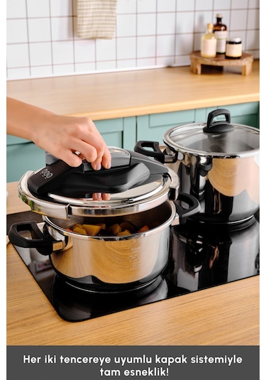 Karaca Perfect Gray İndüksiyon Tabanlı Düdüklü Tencere Seti 4+6 Lt