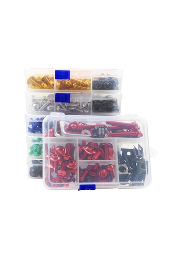 177 Adet / Kutu Motosiklet Modifikasyon Aksesuarları Ön Cam Kapağı Seti Vidası Kırmızı Kırmızı