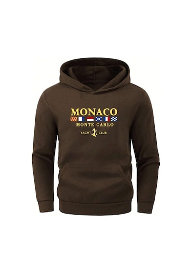 Altamira Erkek Monaco Baskılı Oversize Kapşonlu Sweatshirt 001