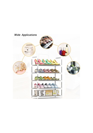 Tenfowee 5 Katmanlı Ayakkabı Rafı, 15 Çift Ayakkabı Kapasiteli, Gri, Demir Boru Ve Kumaş Malzeme, Katlanabilir Gri