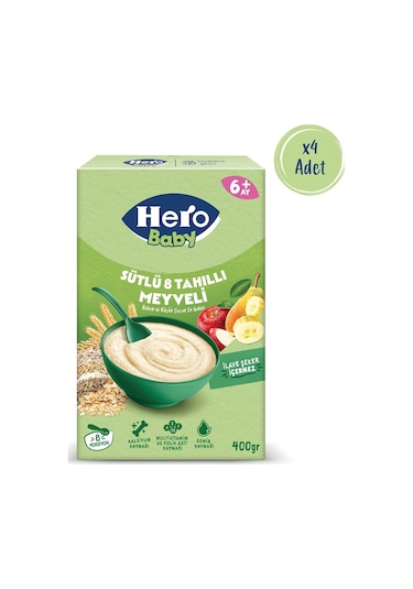 Hero Baby Sütlü 8 Tahıllı Meyveli 400g X4